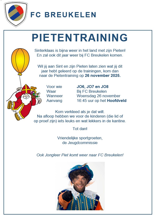 De sint in het land, 26 november PIETENTRAINING!